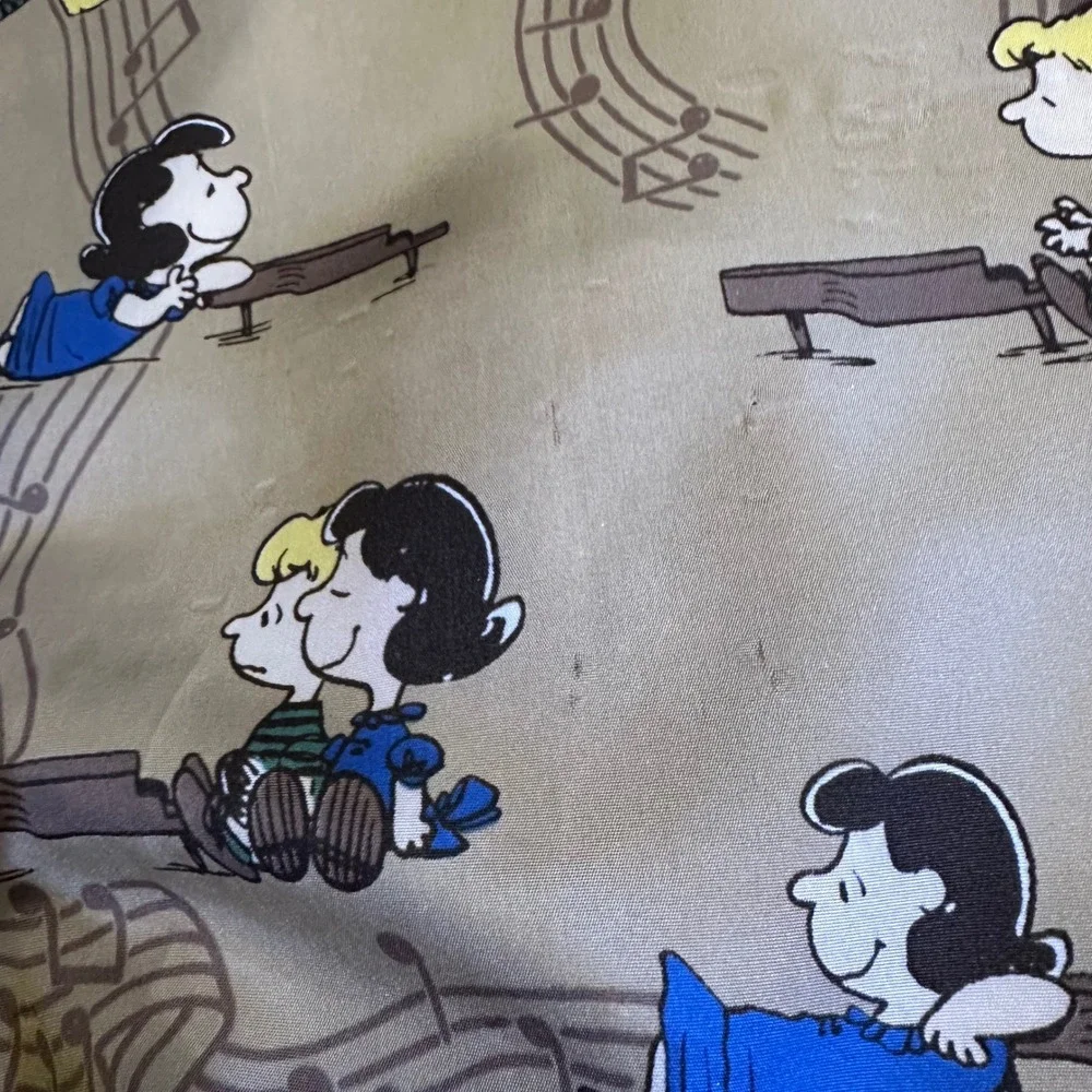 Vintage Peanuts 1950's Scarf Schroeder Lucy She Drives Me Crazy Tan Navy 27x11